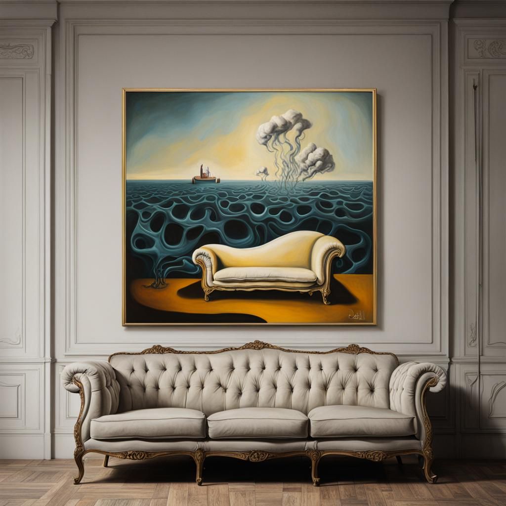 Surreal Melting Couch in Salvador Dali Style