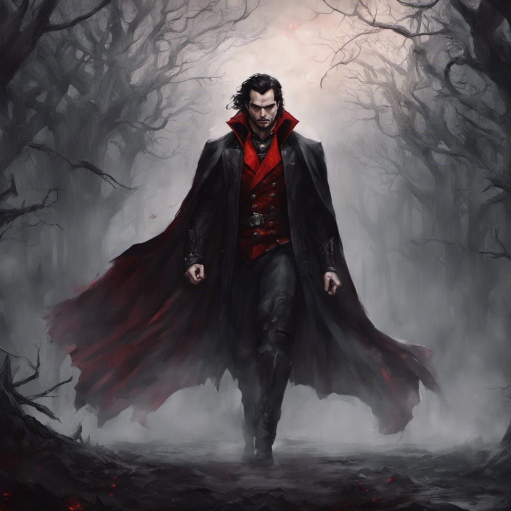 Intimidating Dark Fantasy Portrait with Glowing Red Eyes