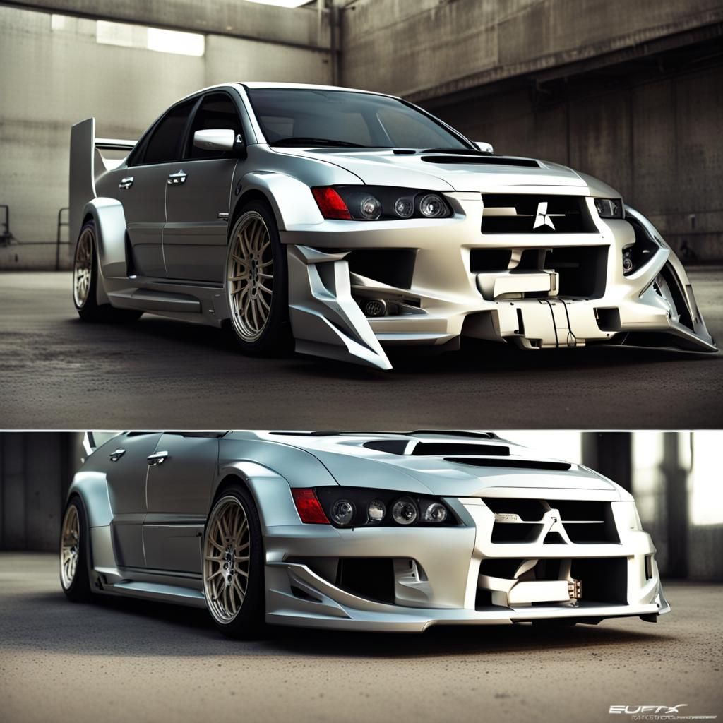 Lancer Evolution 8 Transformer in Retrofuturism Style