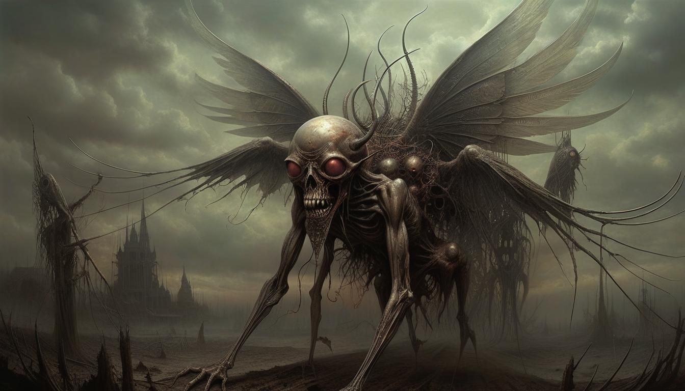 Demonic Lord of Flies in Visionary Horror Style