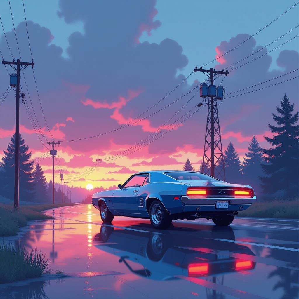 Detailed Scene with Retro Sci-Fi Aesthetic