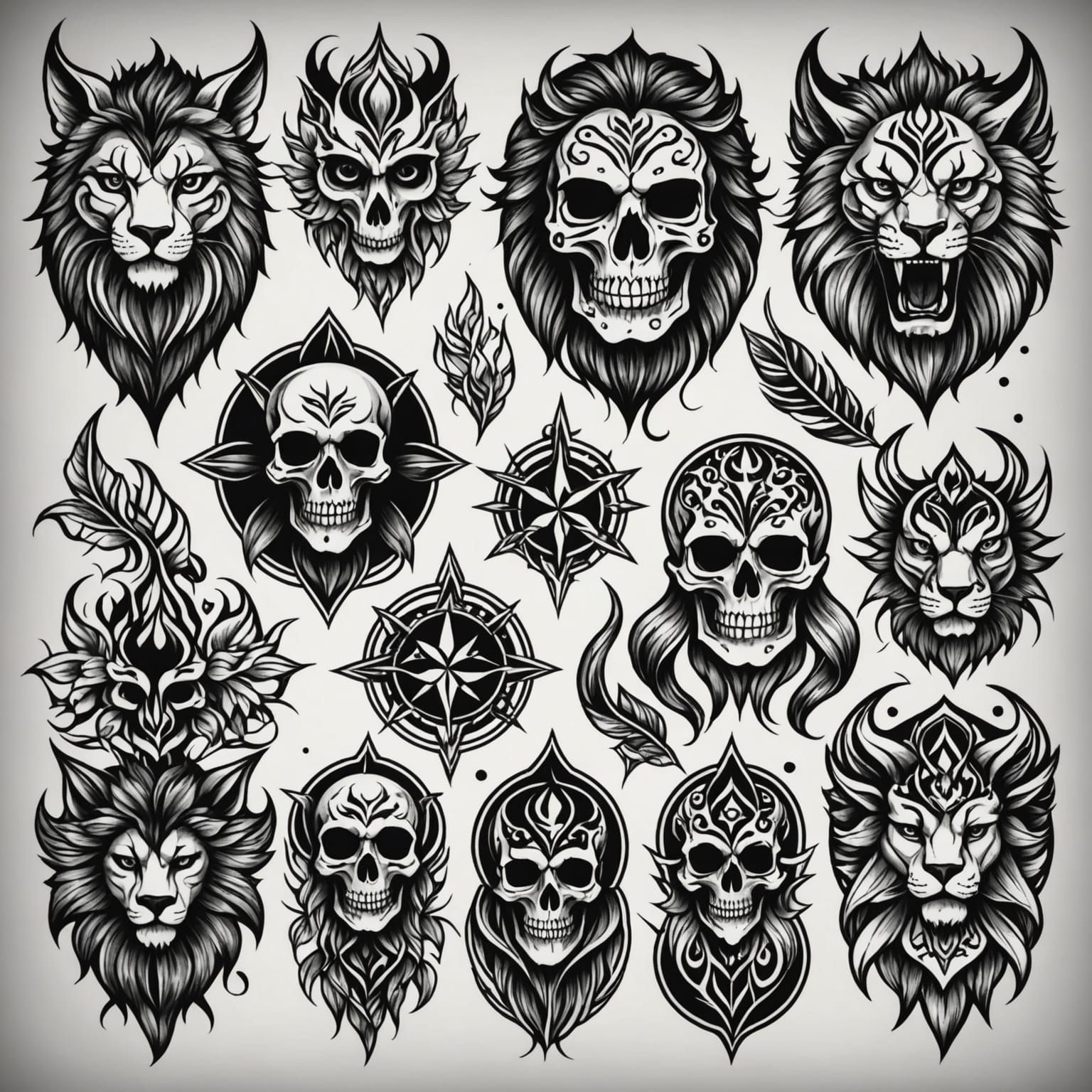 Classic Tattoo Flash Sheet in Traditional Style