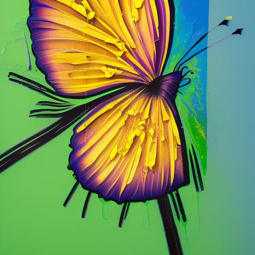 Dandelion Butterfly in Graffiti Street Art