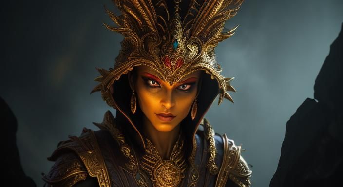 Regal Lizard Deity in Ornate Attire