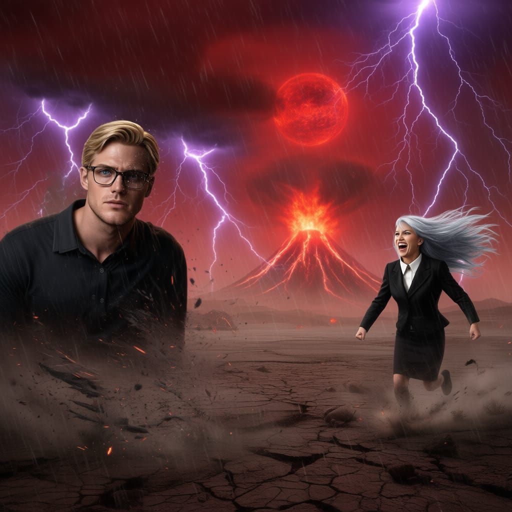 Furious Man Battles Inner Darkness in Stormy Mindscape