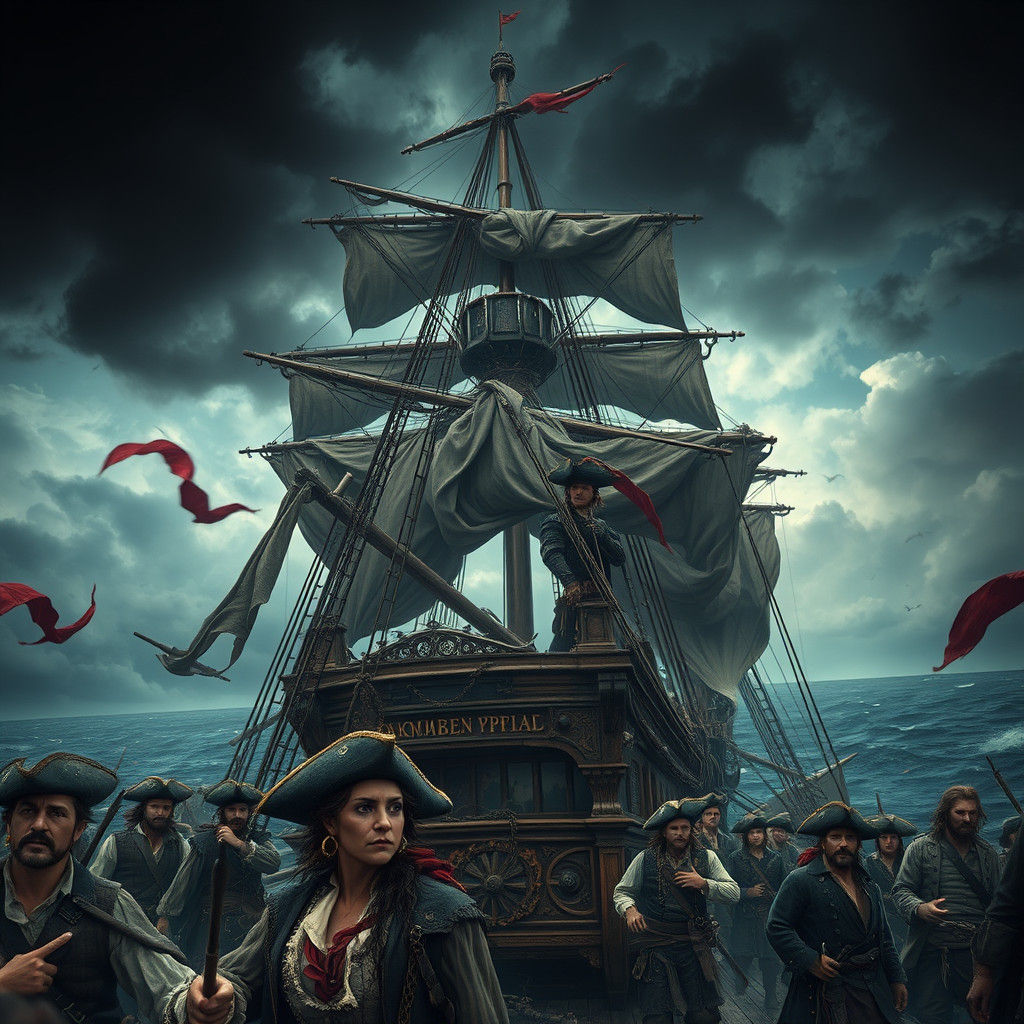 Pirates Swarm Royal Ship in Gothic Fantasy Style