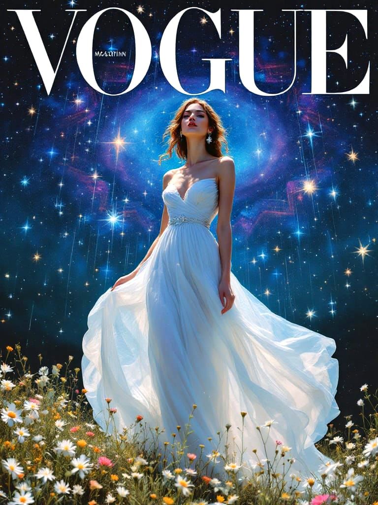 Vogue Cover: Stars Fall on Wildflowers in Double Exposure St...
