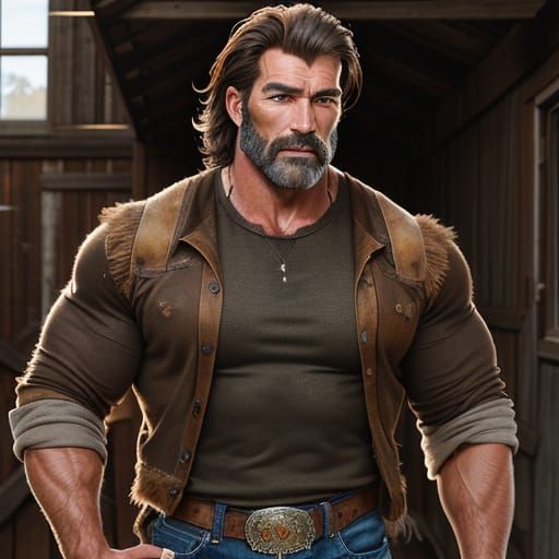 Handsome Cowboy in Rustic Barn Setting