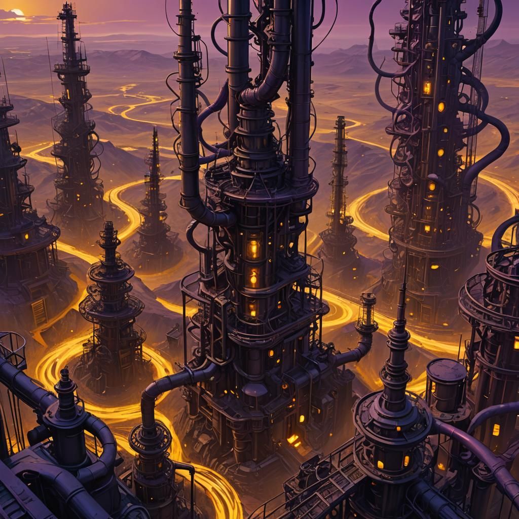 Ominous Dark Fantasy Oil Wells in Unreal Engine