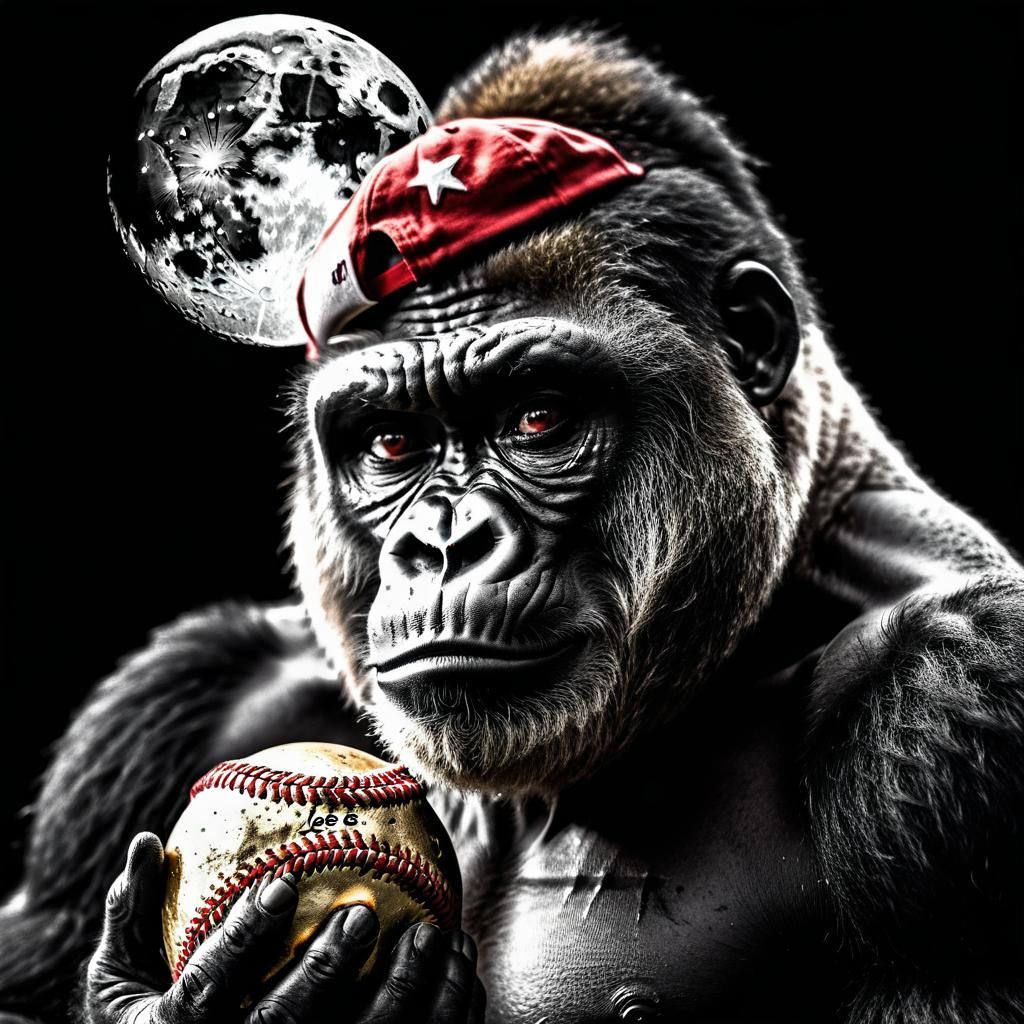 Gorilla Plays Baseball on Moon in Dark Comic