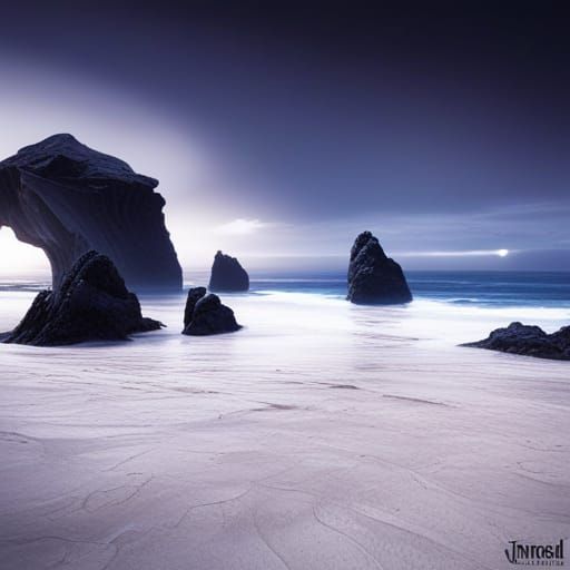 Detailed Beach Scene in a Fantasy Concept Art Style