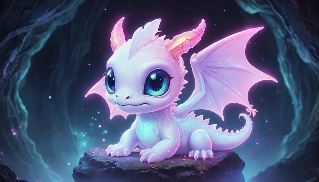 Cute Baby Ghost Dragon with Cosmic Eyes