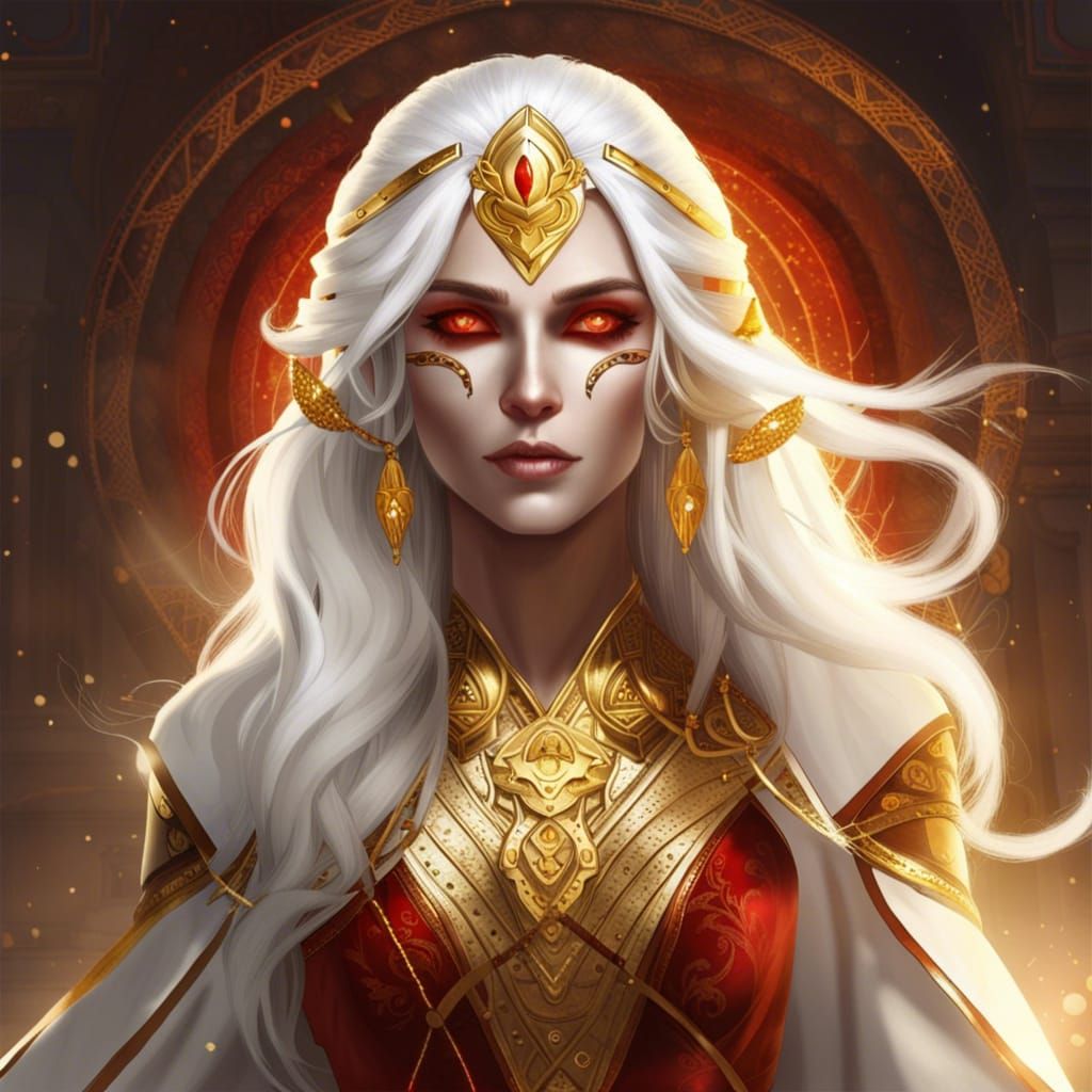 Ethereal High Priestess in Golden Robes, Ancient and Powerfu...