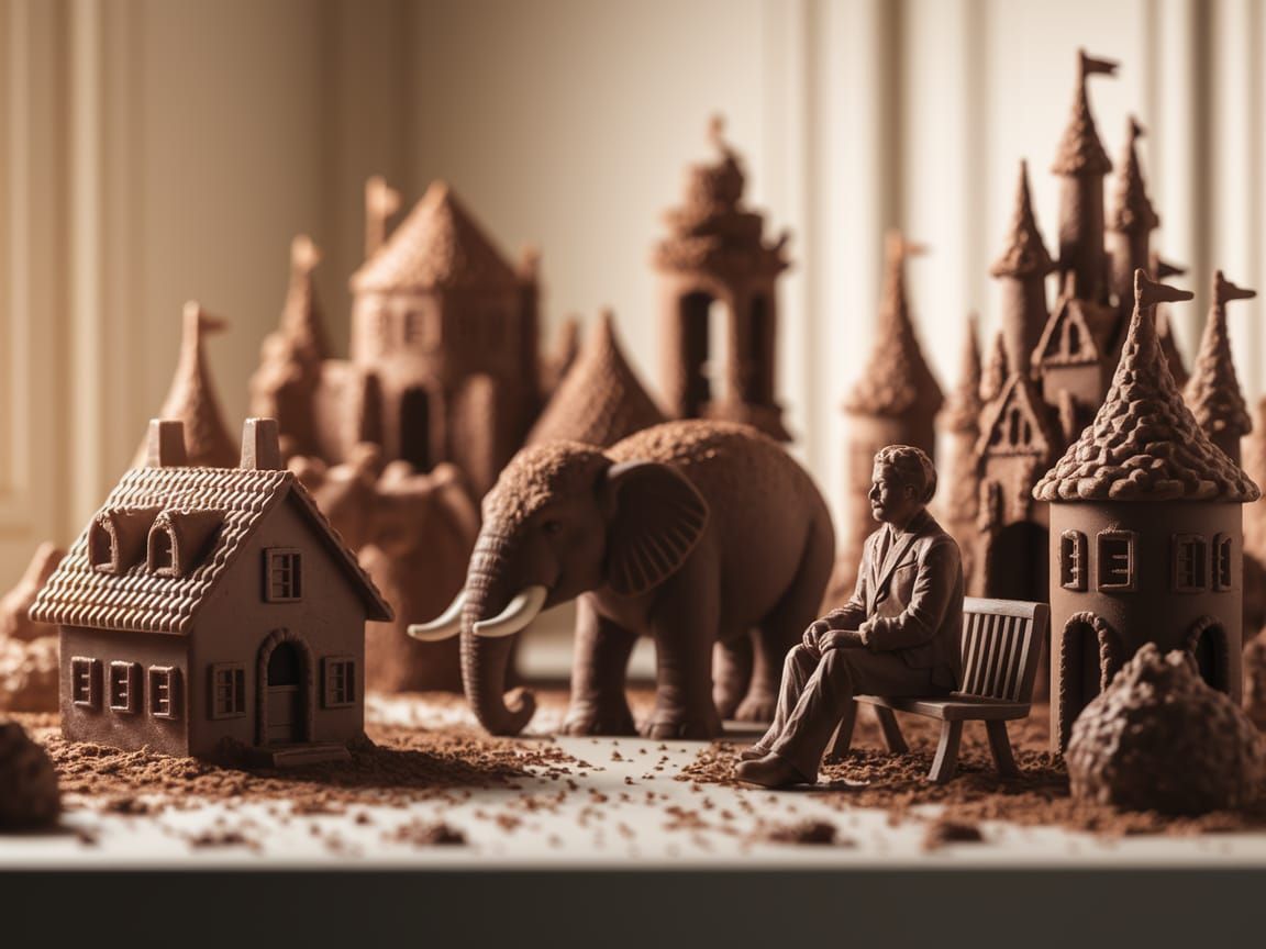 Surreal Chocolate Wonderland in Warm Light