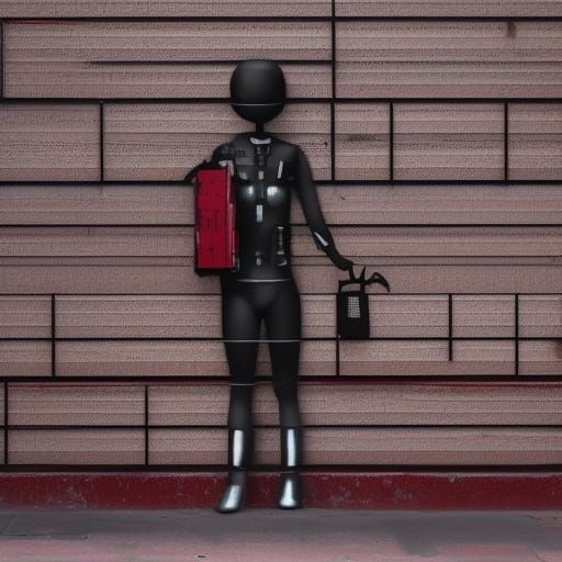 Cyberpunk Robot Leans in Tokyo: Sci-Fi Street Art