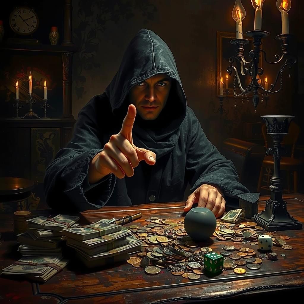 Mysterious Figure Gambling in Dark Chamber
