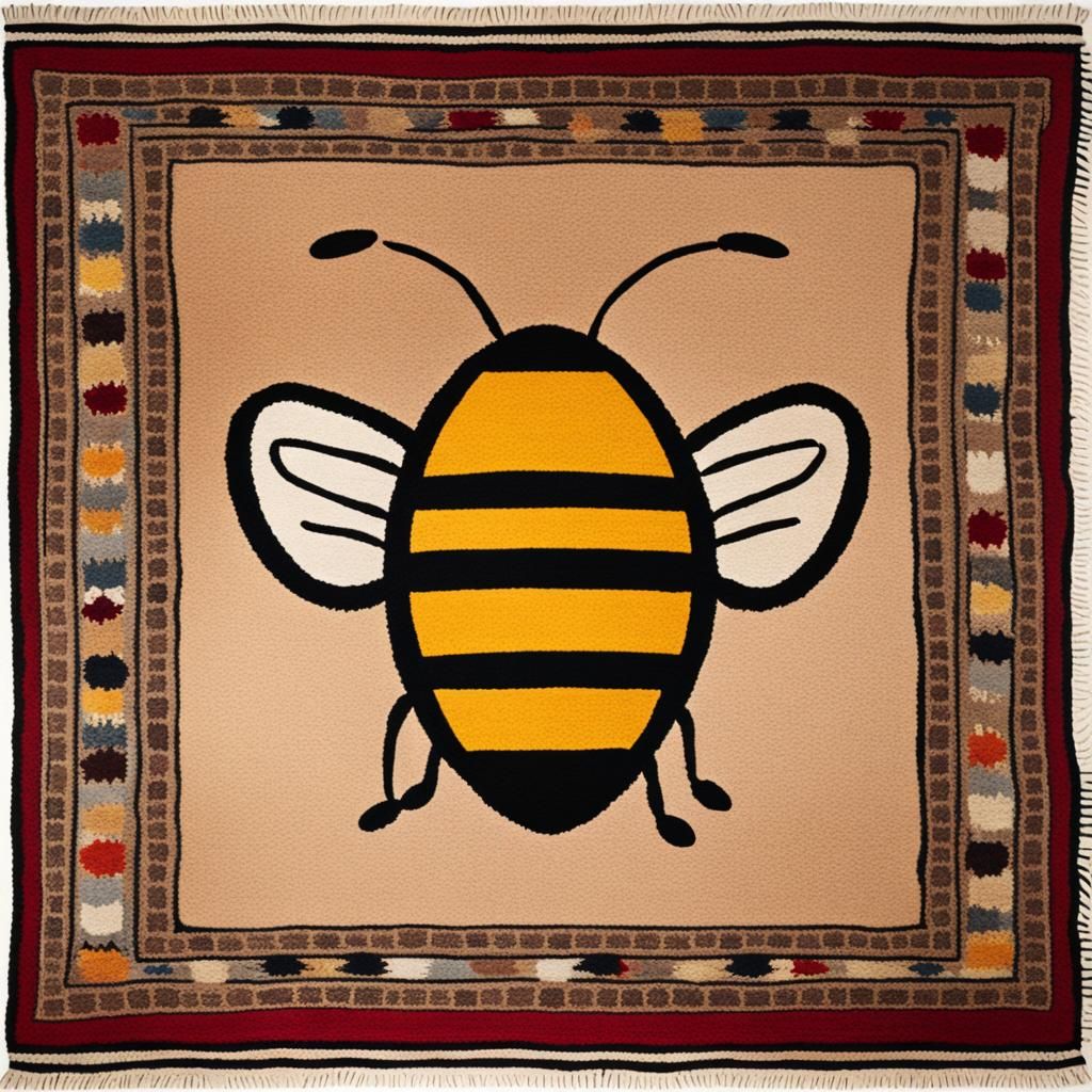 Rug with Bee and Rugby Ball in Natural Light