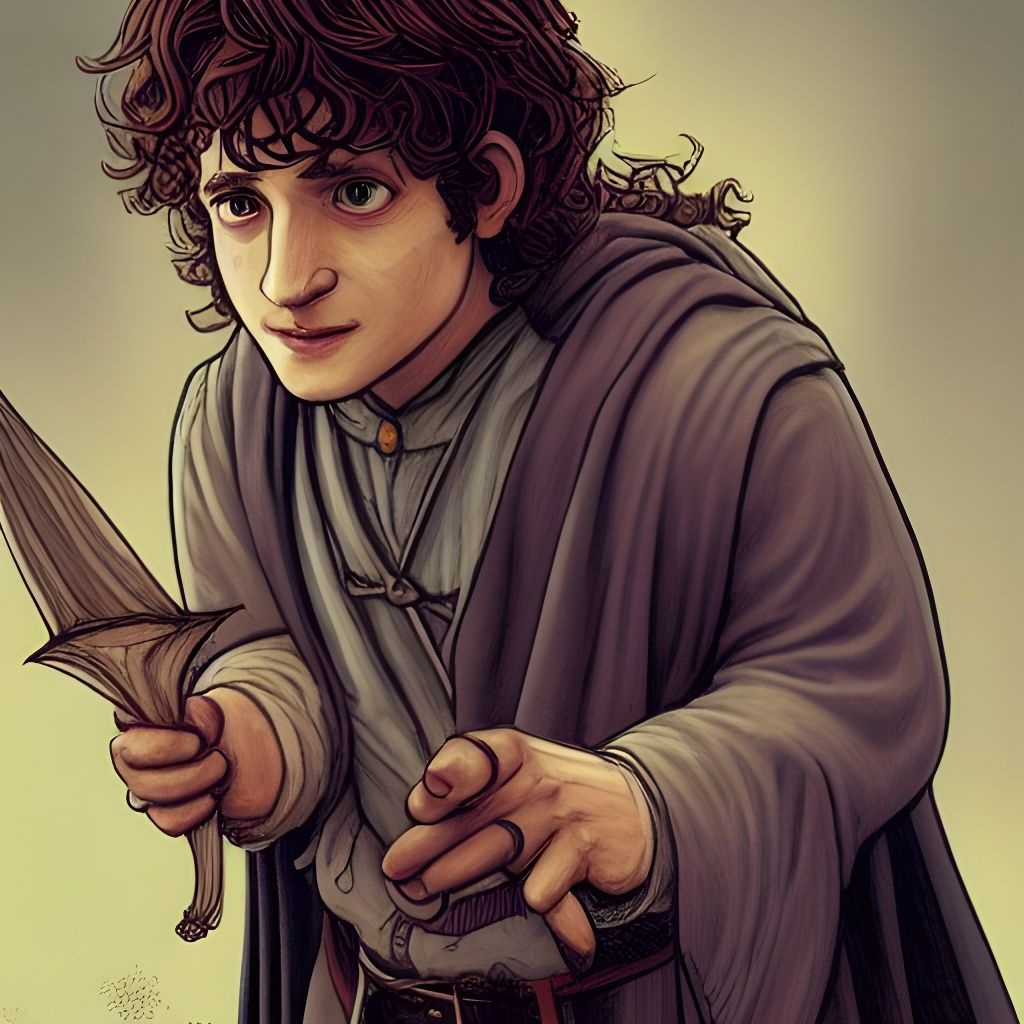 Frodo Baggins Illustration in French Comic Style