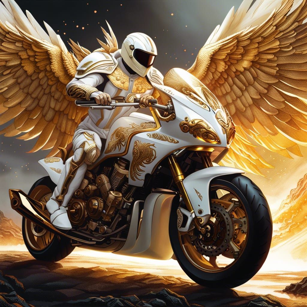 Angel on Motorcycle Rides Through Lava in Hellfire