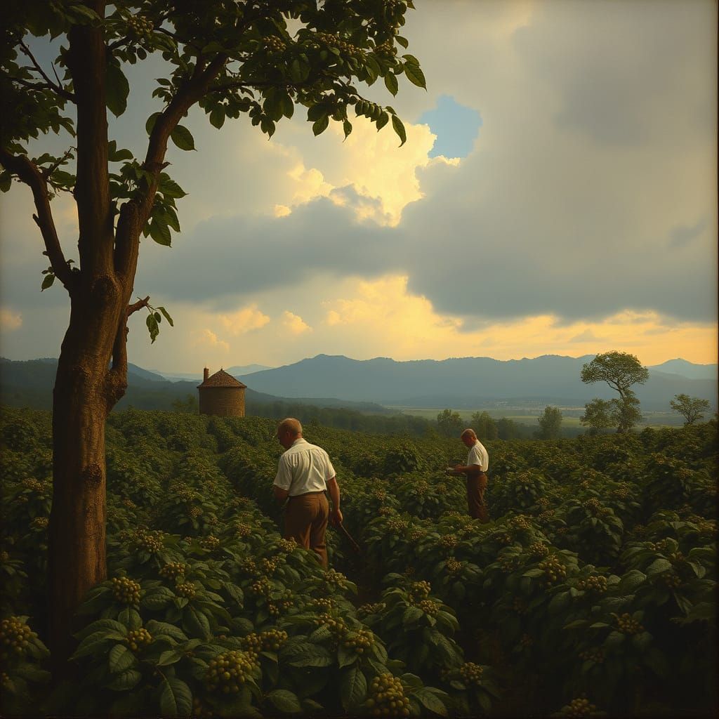 Harvest in Colombia: Coffee Beans, Romantic Style