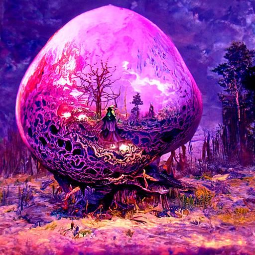 Mystic Witch's Egg in a Surreal Landscape