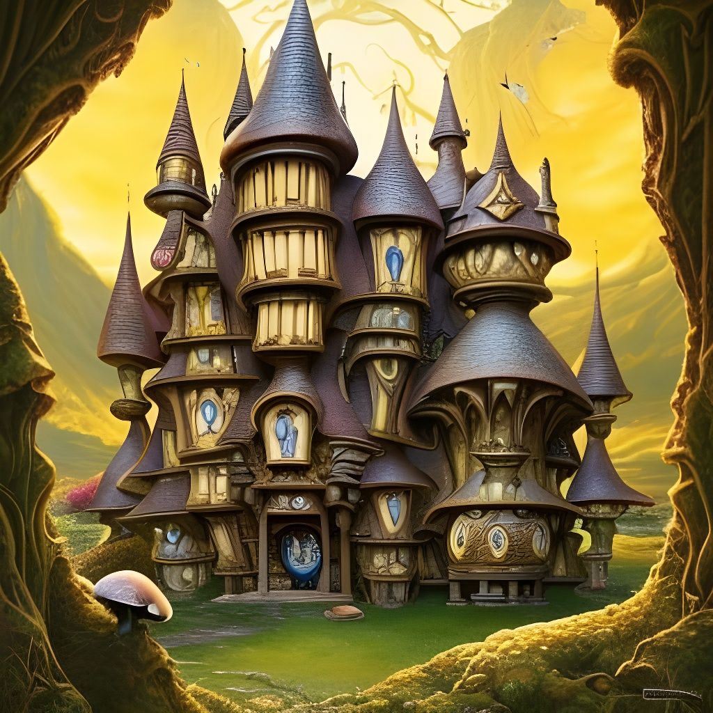 Fairytale Mushroom Castle Illustration