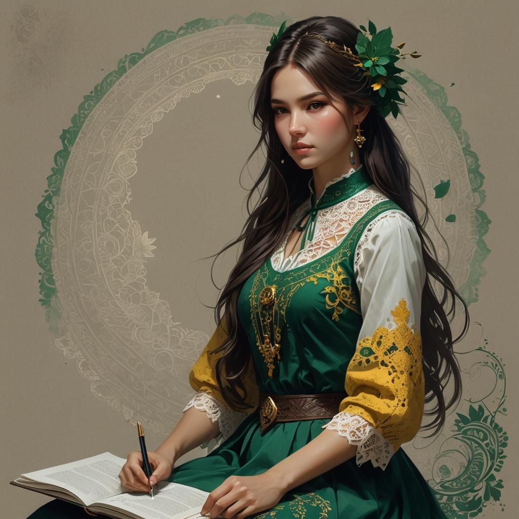 Slovenian Woman Creates AI Art: Detailed Portrait