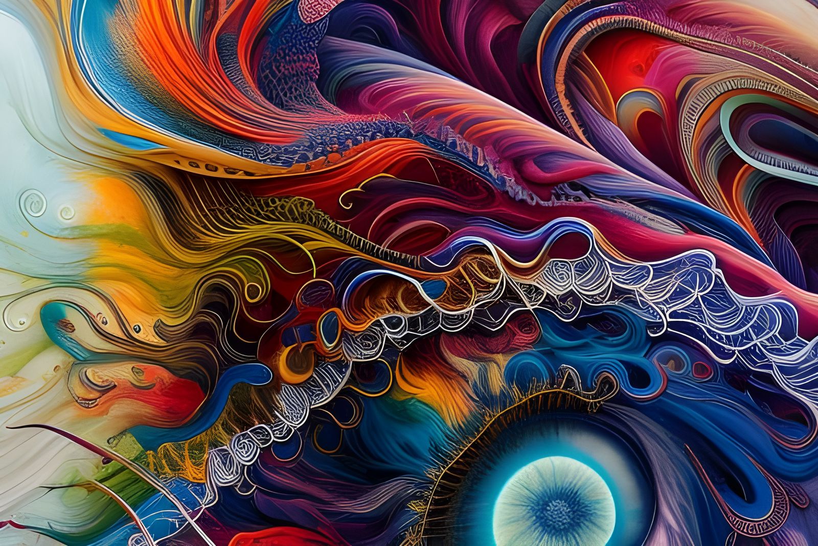 Deconstructed Human Brain in Colorful Ink Flow