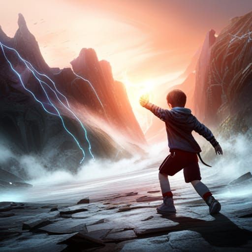 Electrokinesis Boy: Detailed Matte Painting in Fantasy Style