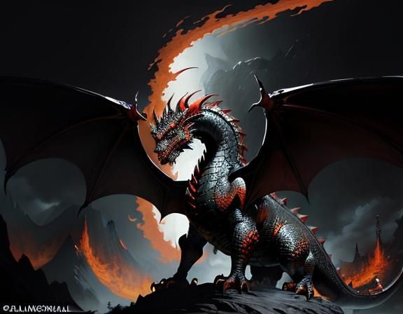 Fiery Dragon in Dynamic Fantasy Art Style