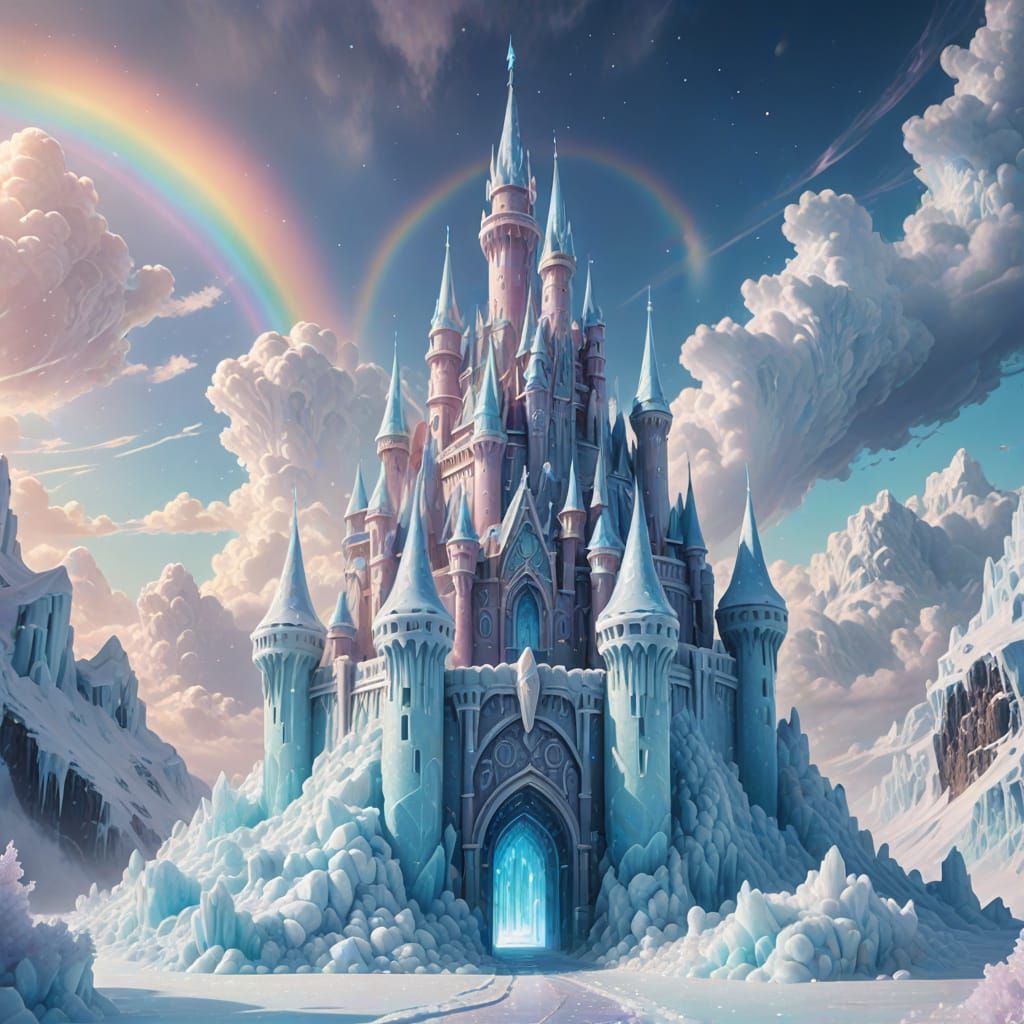 Ethereal Ice Castle in a Whimsical Style