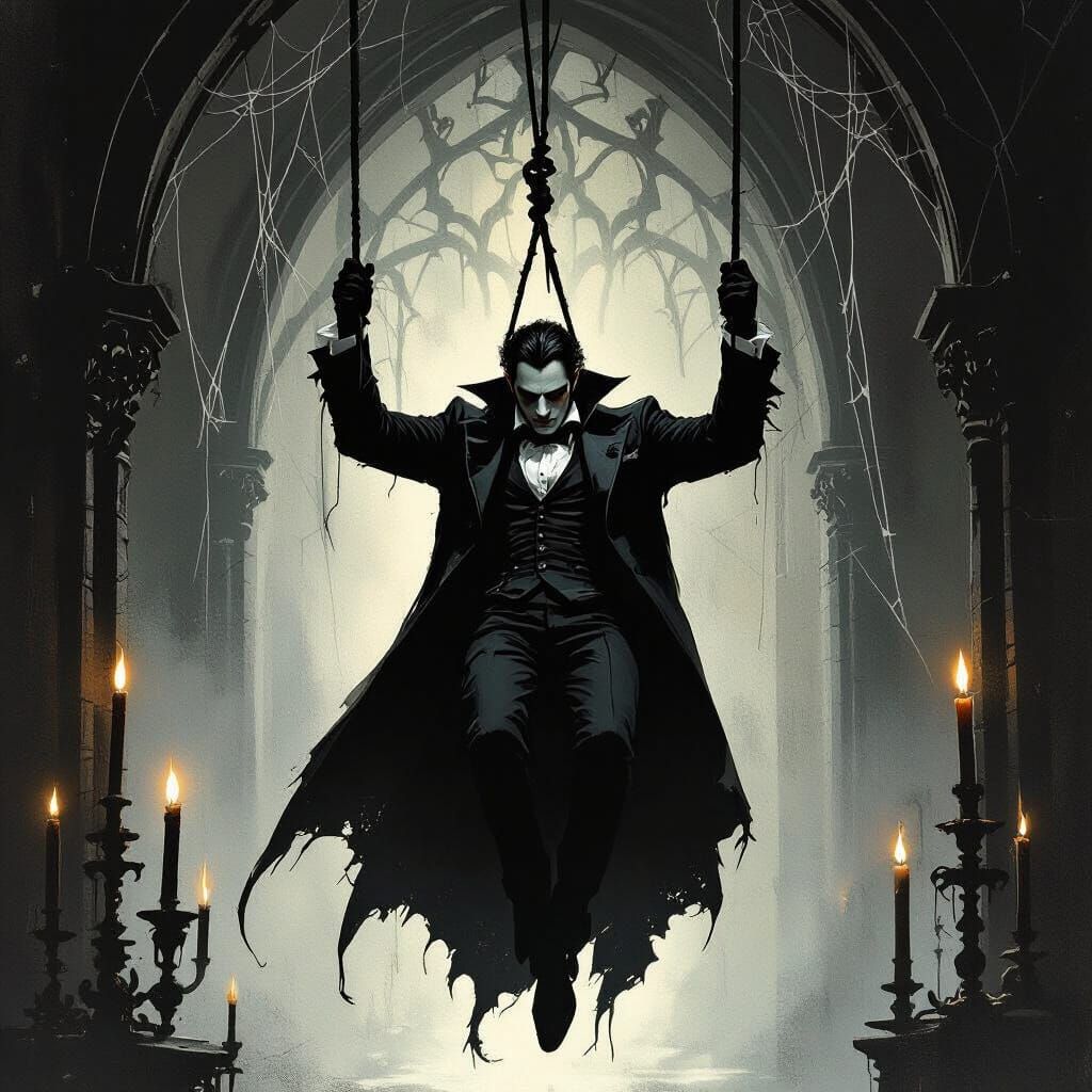 Gothic Vampire in Dramatic Dark Fantasy Art Style