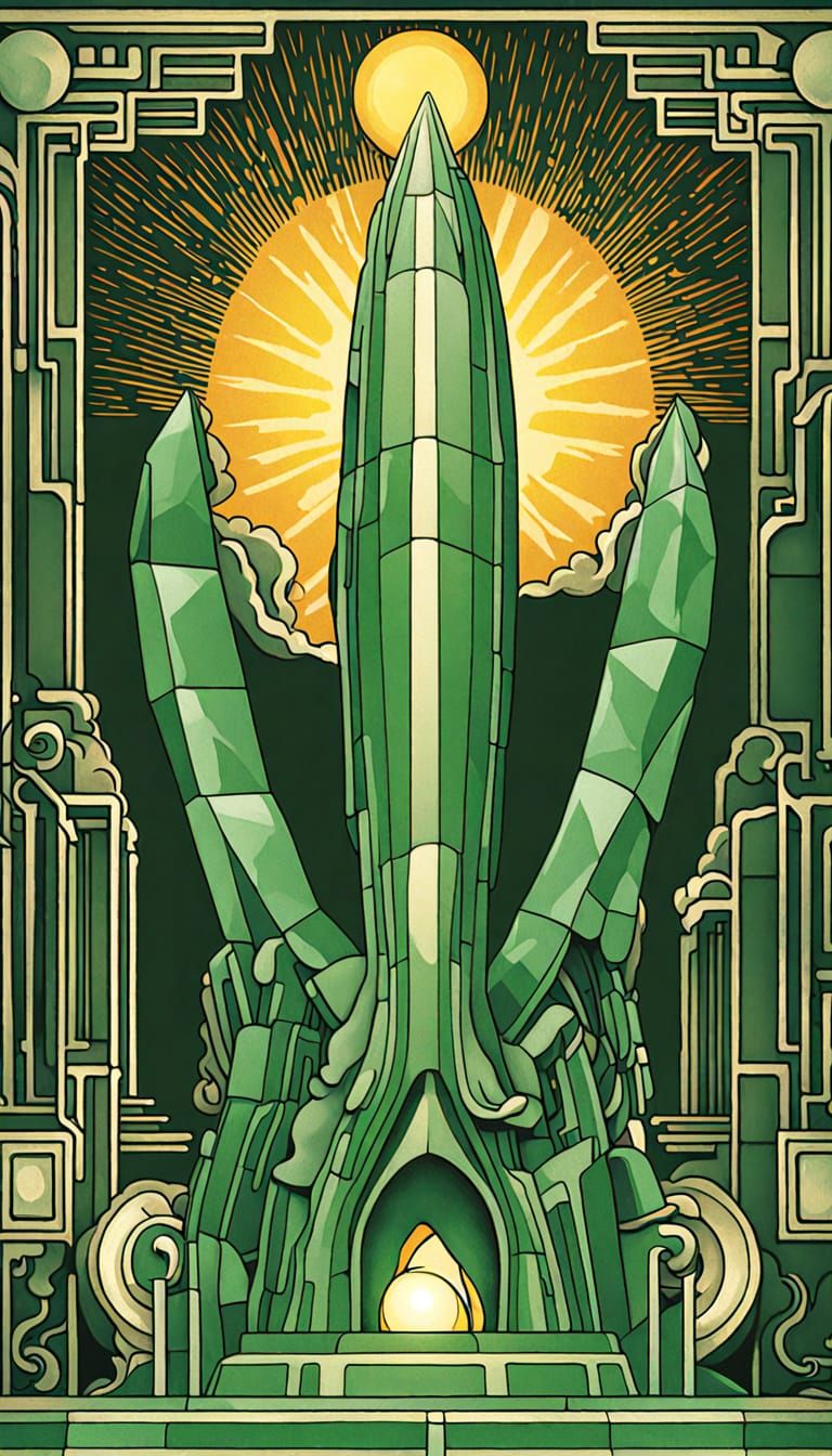 Colossal Cubist Squid-Cuttlefish Statue in Art Deco Style