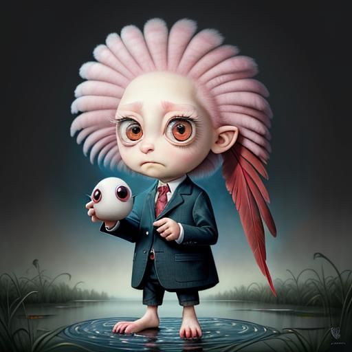 Surreal Macaw Cockatoo Hybrid in 3D Style