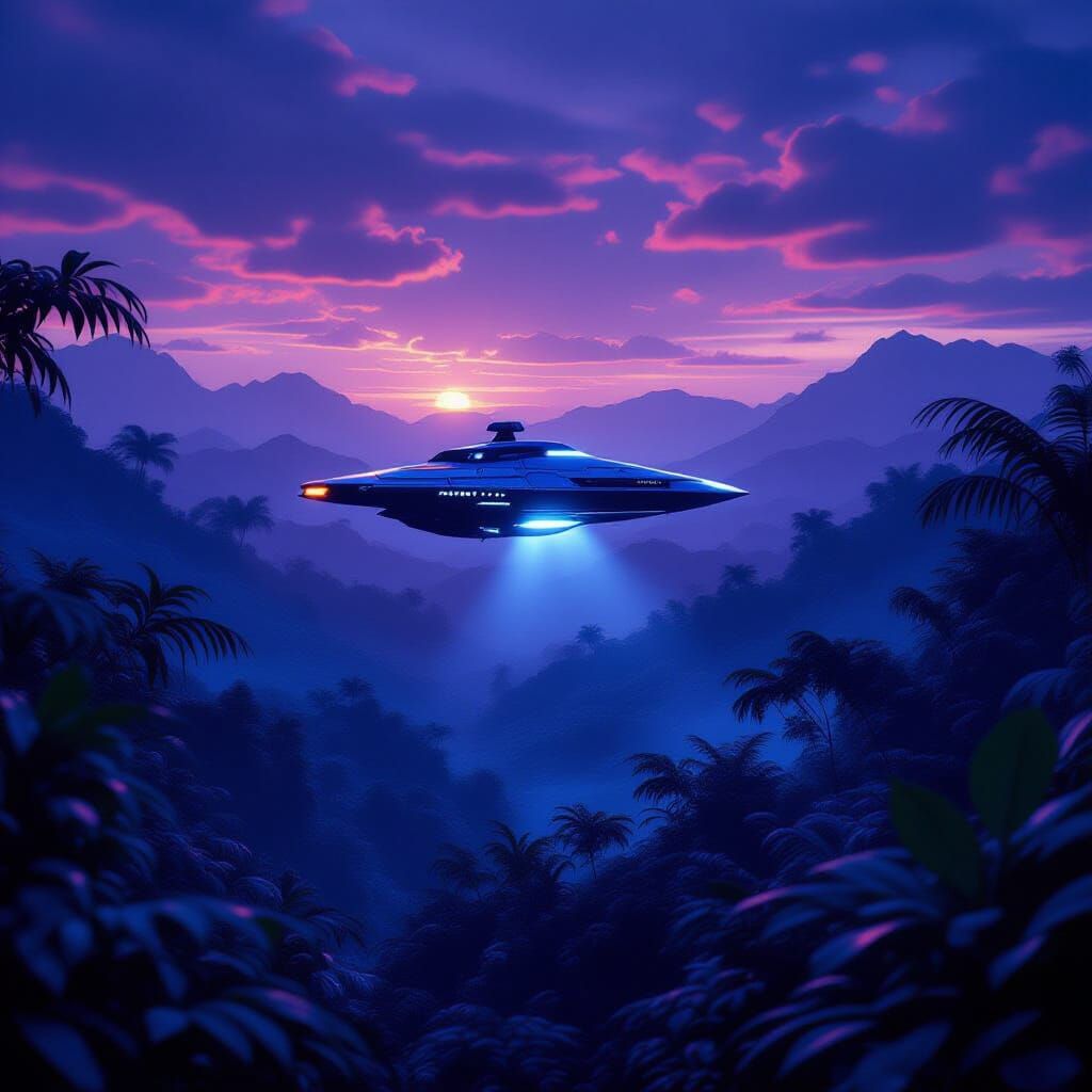 Starship Landing on Alien World in Cinematic Style