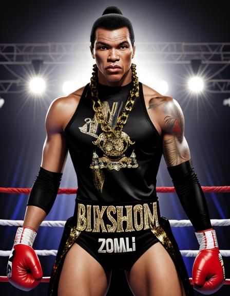 Extravagant Boxing Fashion Model in Mid Shot