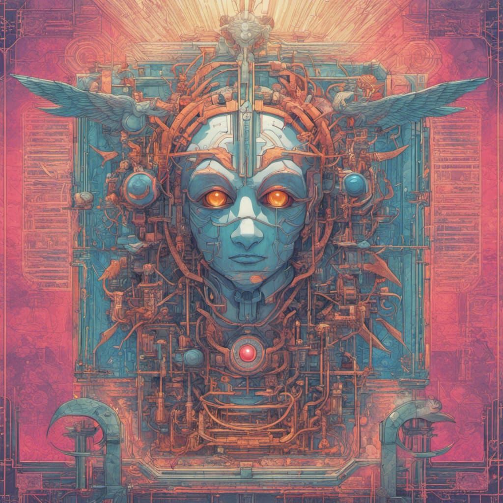 Technocore Mind Meld: Hyperrealistic Occult Technical Drawin...