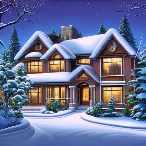Winter Wonderland Home with Christmas Decorations