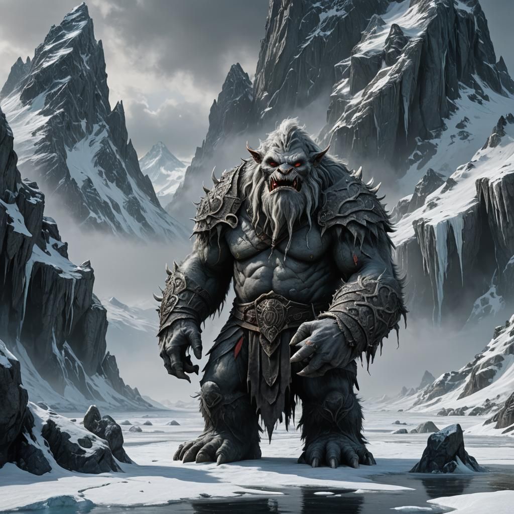 Snow Troll on Ice in Lord of the Rings Style