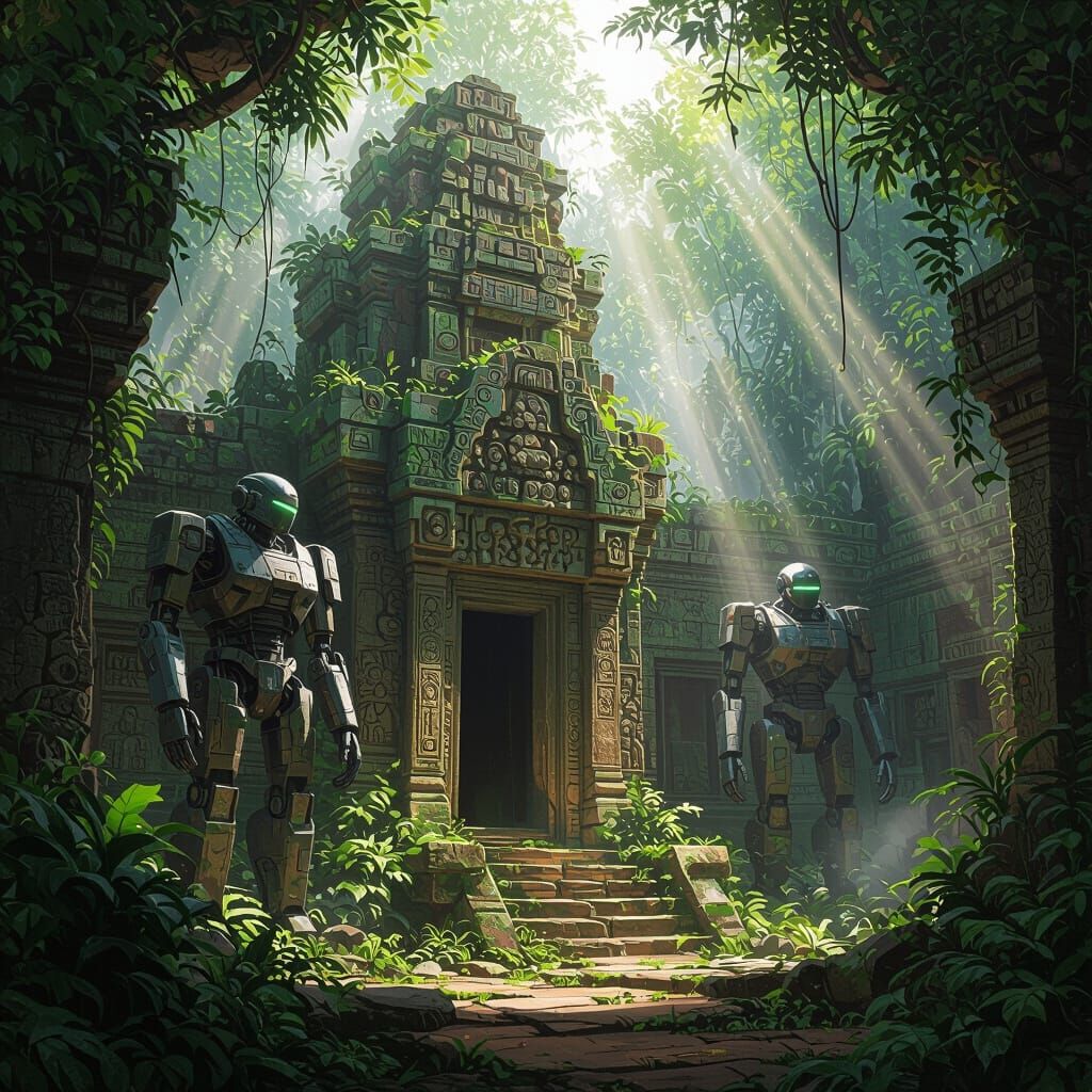Jungle Temple Guarded by Ancient Robots