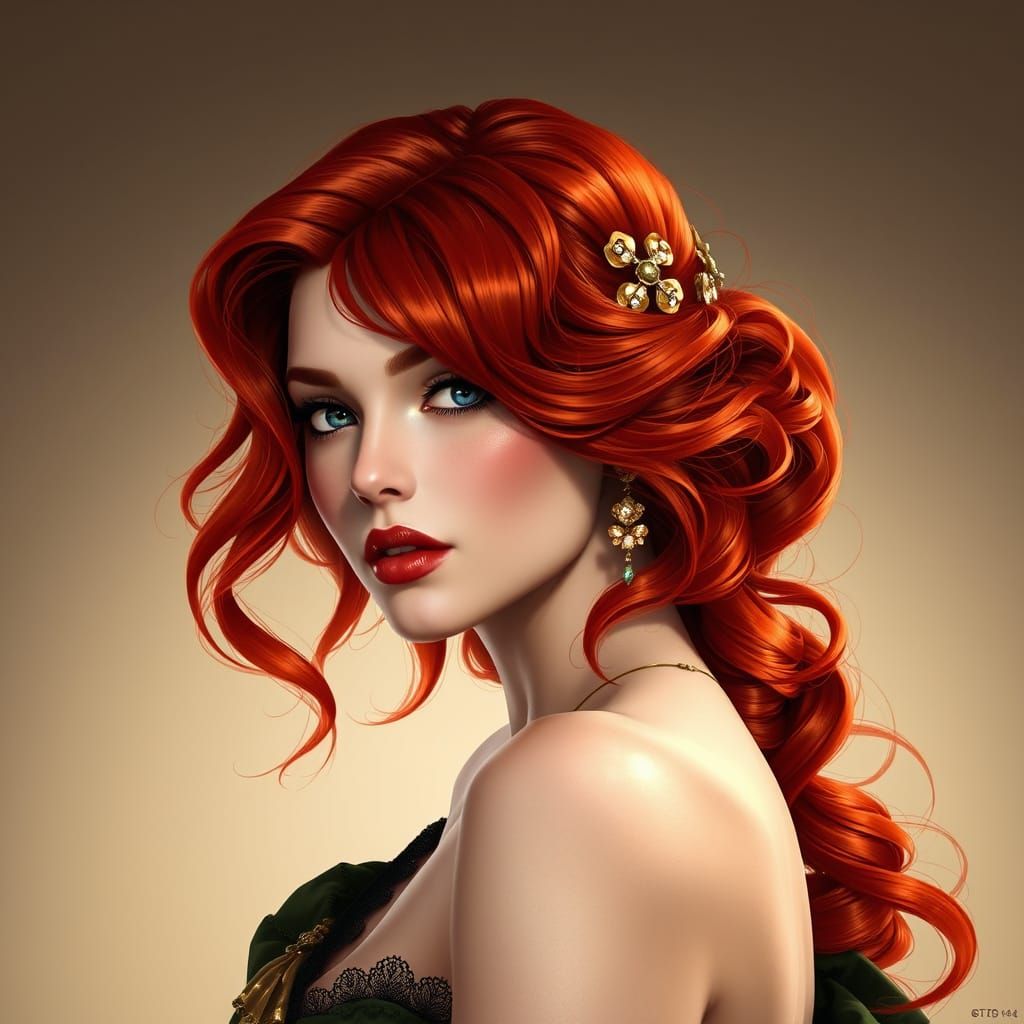 Seductive Redheaded Siren with Hypnotic Gaze and Flawless Ph...
