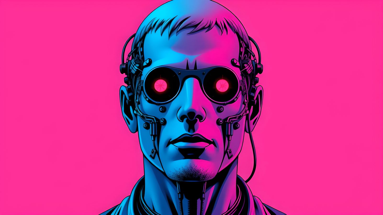 Pop Art Anime Portrait of Faceless Electronic Man