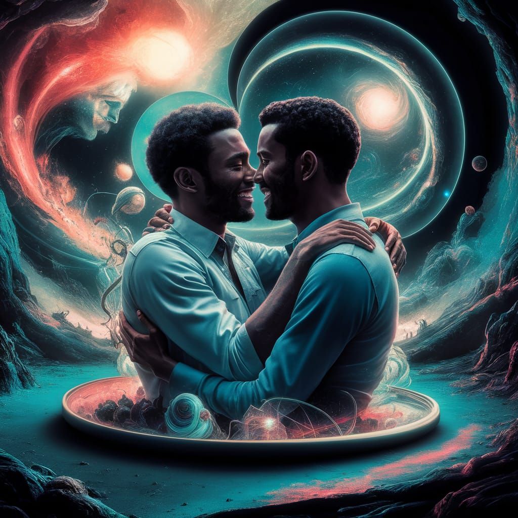 Cosmic Embrace: Holographic Illustration of Love