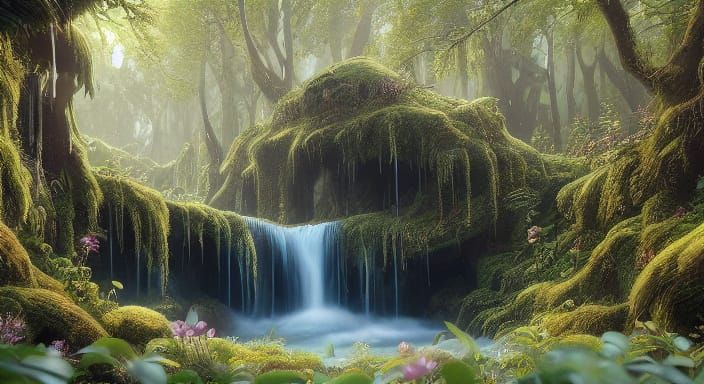 Whimsical Fairy Hollow in a Romantic Watercolor Fantasy