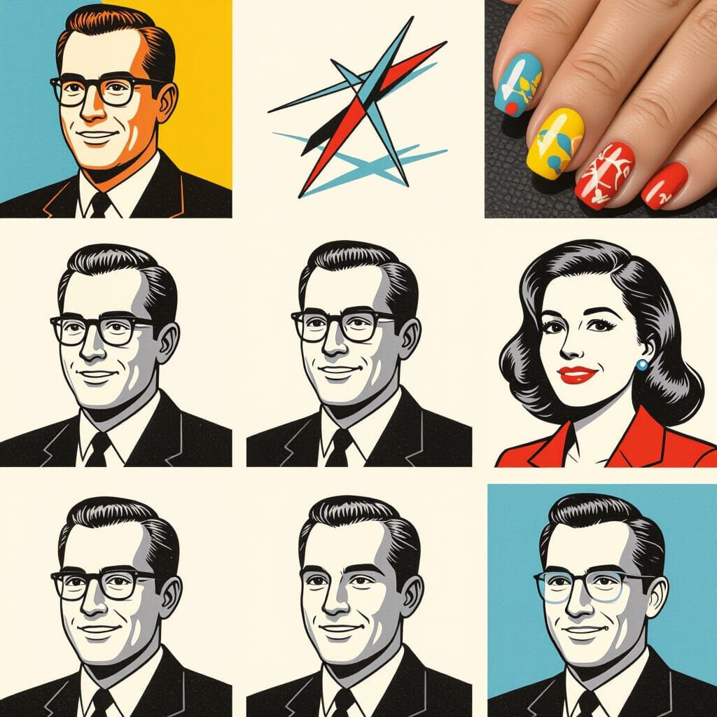 Saul Bass Inspired Nail Art Design