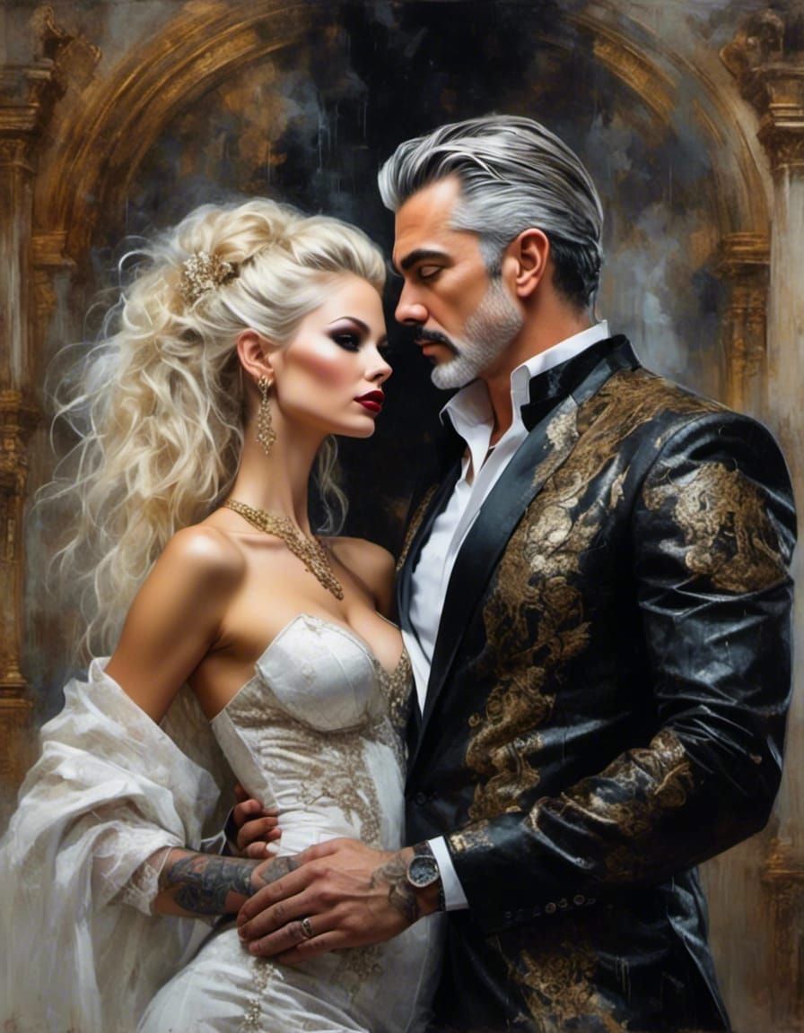 Ornate Witchy Fantasy Wedding Portrait with Fibonacci Roses