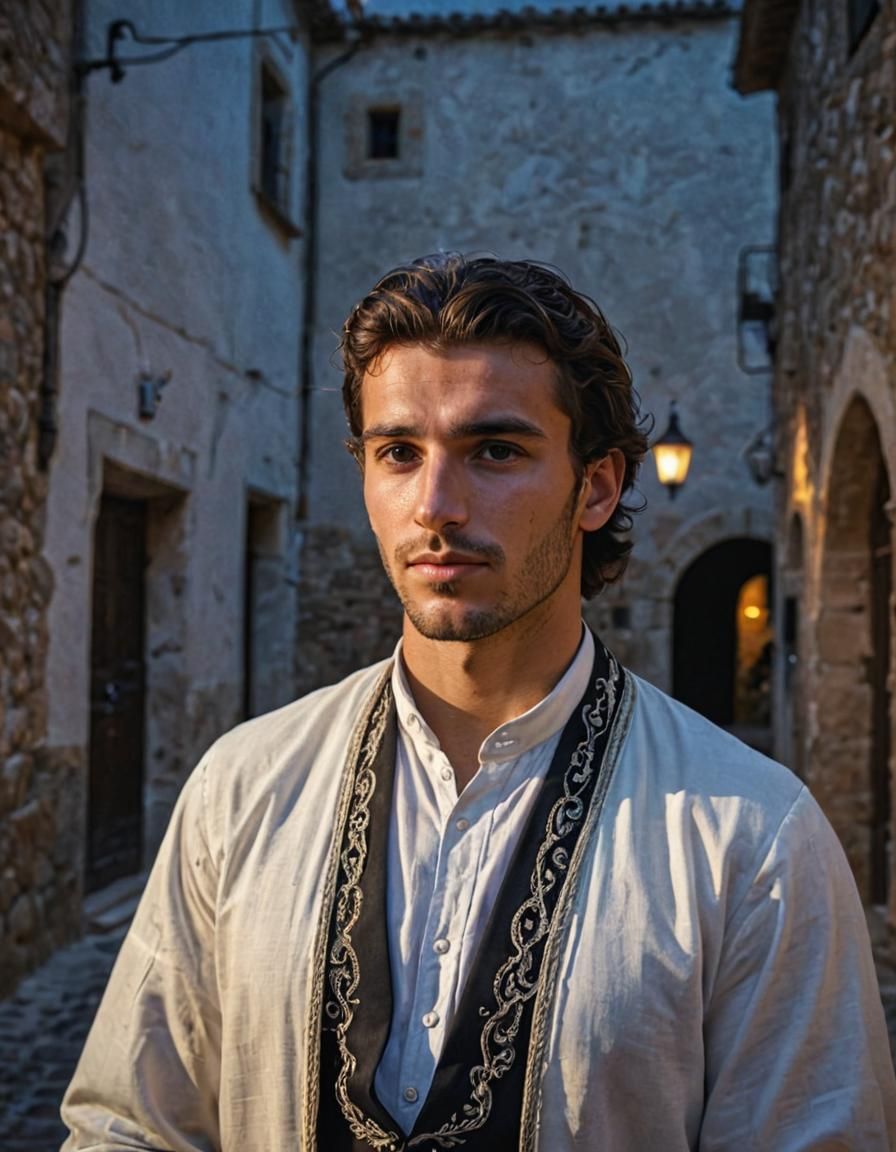 Sardinian Man in Traditional Dress: Hyperrealistic Portrait