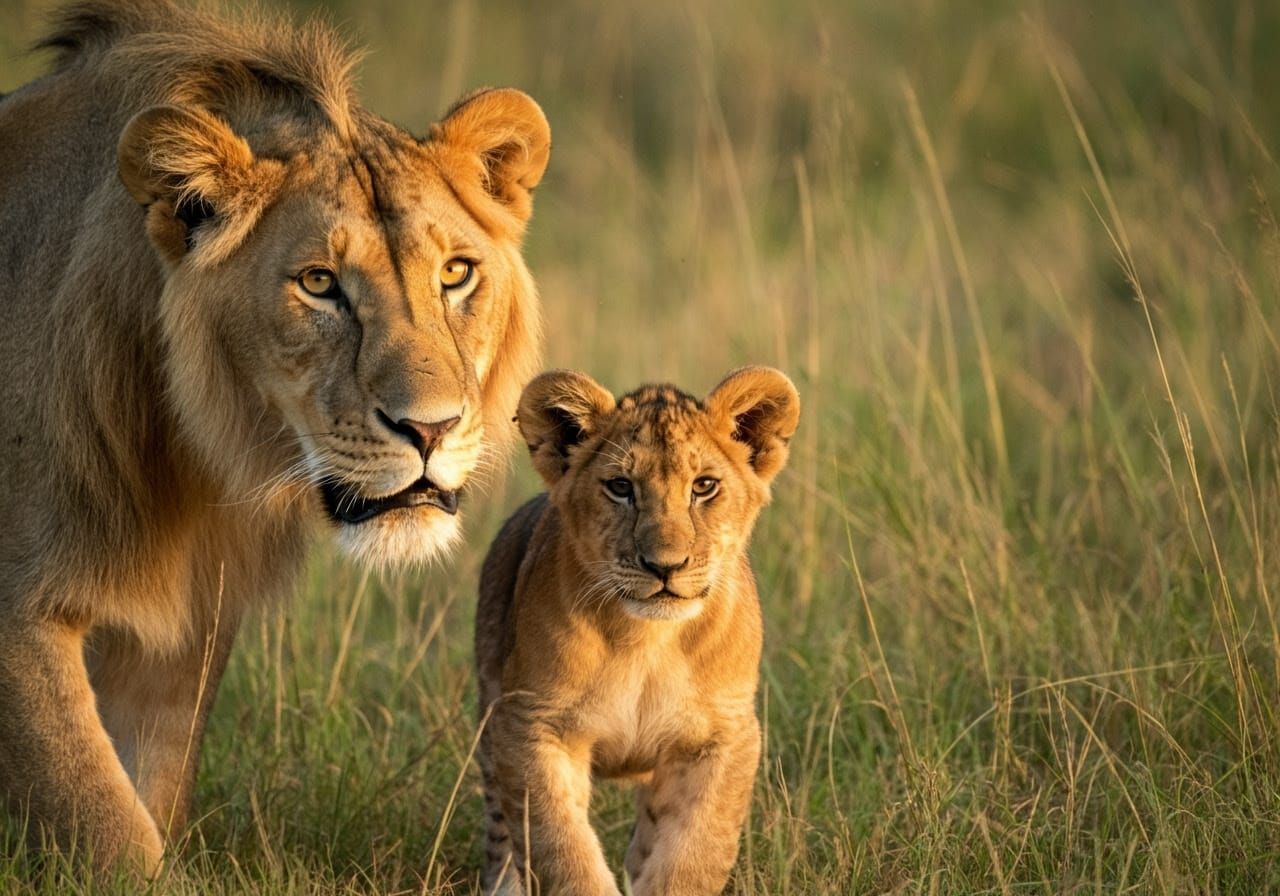 Regal Lion Family Moment in the Wild