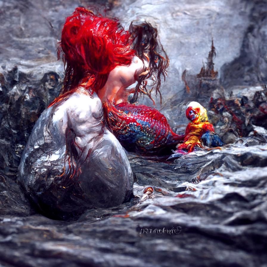 The Little Mermaid: Hyperrealistic Horror in Doré Style