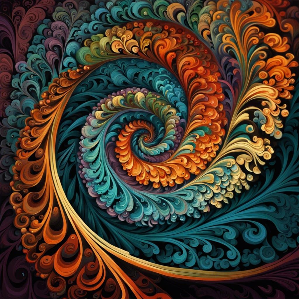 Abstract Flower in Logarithmic Spiral Art